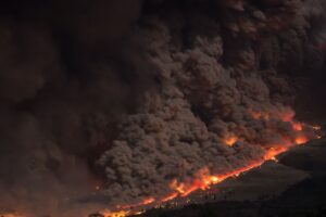 aerial photo of wild fire